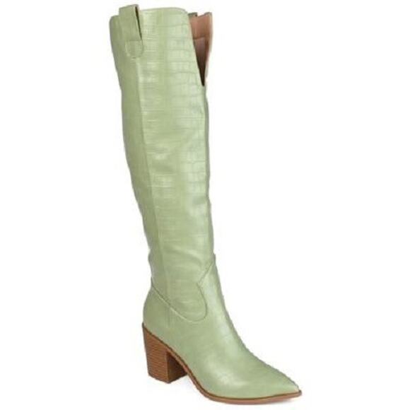 Journee Collection Women's Therese Extra Wide Calf Stacked Boot, Green Size 9M - Picture 1 of 4
